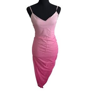 Windsor Pink Ombre Glitter Asymmetrical Bodycon Dress M Hoco Formal Gala Fairy